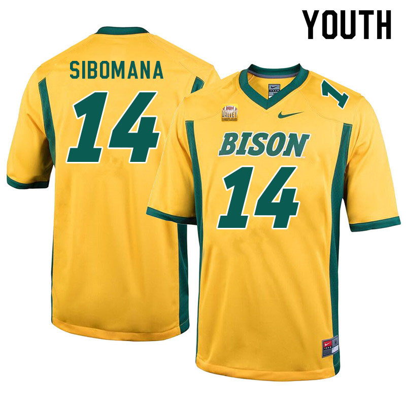 Youth #14 Enock Sibomana North Dakota State Bison College Football Jerseys Sale-Yellow